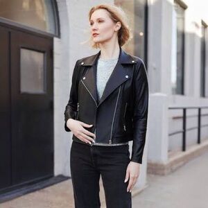Clara Sun Woo Black faux leather moto Jacket